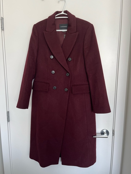 Club Monaco Jackets & Blazers - Club Monaco Jemma Women's Burgundy Double-Breasted Wool Coat, M, NWT